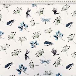 Baumwolle 100% Insekten mit Zweigen auf weißem Hintergrund  