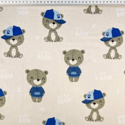 Baumwolle 100% Baby-Boy-Bären auf beigem Hintergrund  