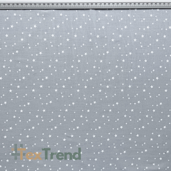 Baumwolle 100% weiße Sternchen auf grauem Hintergrund  