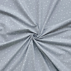 Baumwolle 100% weiße Sternchen auf grauem Hintergrund  