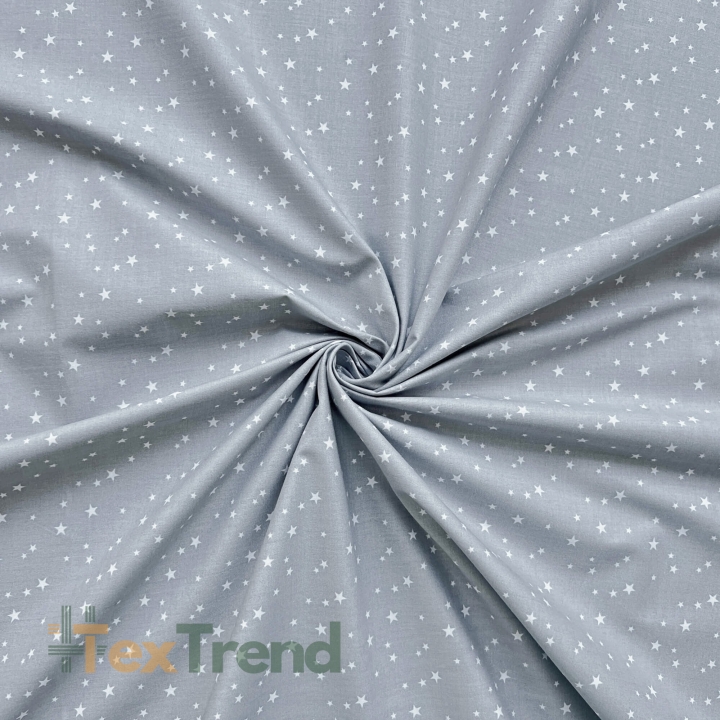 Baumwolle 100% weiße Sternchen auf grauem Hintergrund  