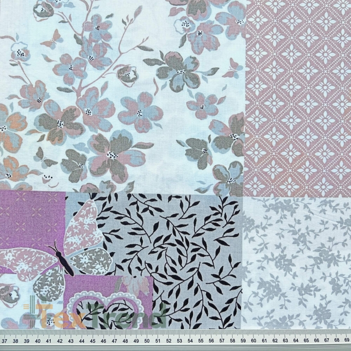 Baumwolle 100% Patchwork braun rosa grau  