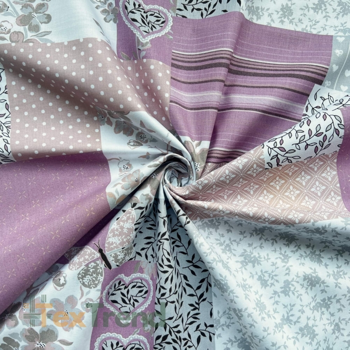 Baumwolle 100% Patchwork braun rosa grau  