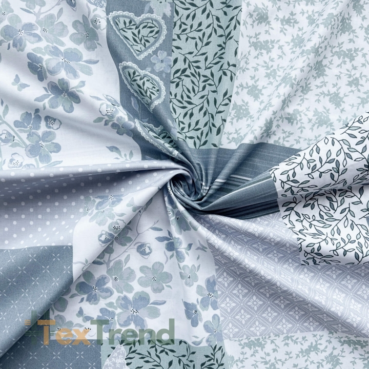 Baumwolle 100% Patchwork salbeigrün grau  