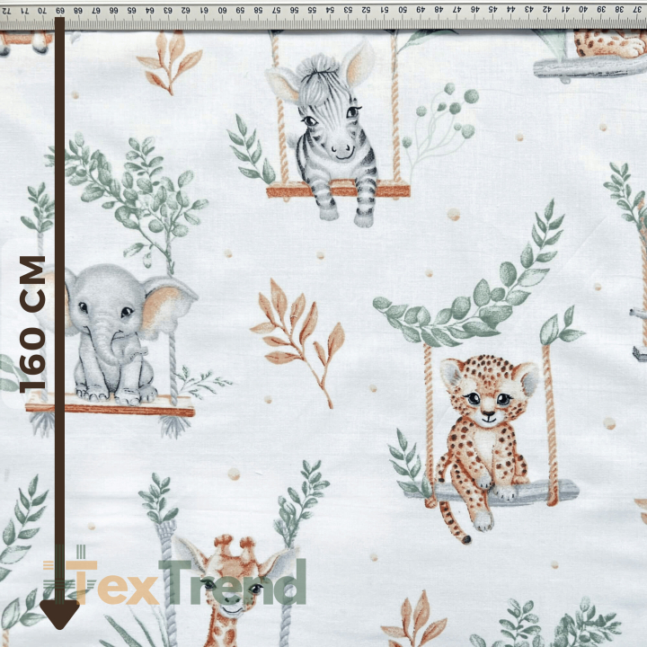 Baumwolle 100% afrikanische Tiere auf Schaukeln  