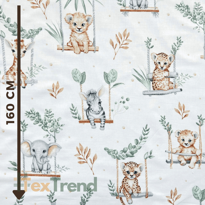 Baumwolle 100% afrikanische Tiere auf Schaukeln  