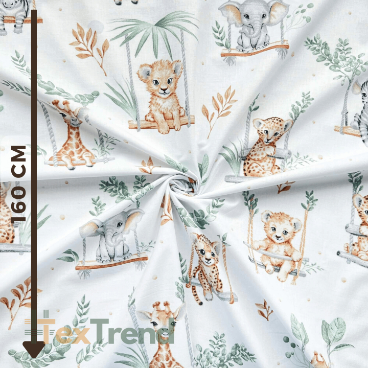 Baumwolle 100% afrikanische Tiere auf Schaukeln  