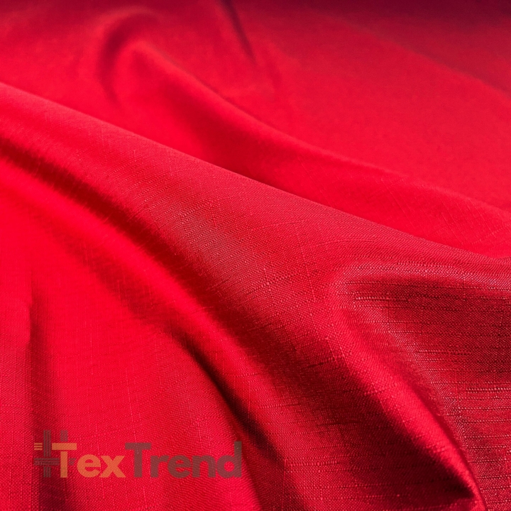 Tischdeckenstoff fleckenabweisend rot - Leinenmuster  