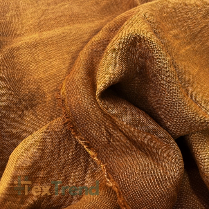 Leinen Vorhangstoff - 380g - 145cm - Kürbisfarbe  