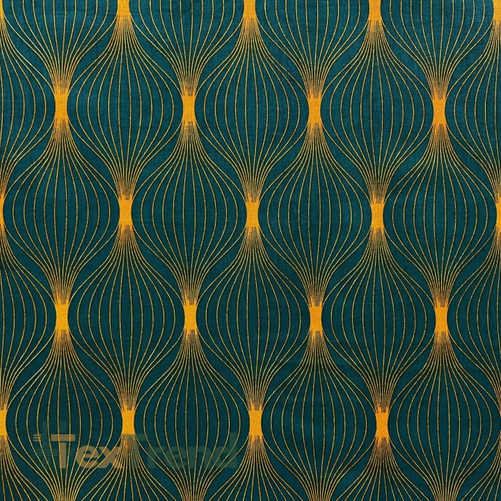 Baumwolle 100% goldene Kreisel auf grünem Hintergrund  