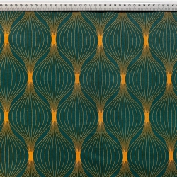 Baumwolle 100% goldene Kreisel auf grünem Hintergrund  