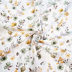 Baumwolle 100% Wiesenblumen gelb-grün  