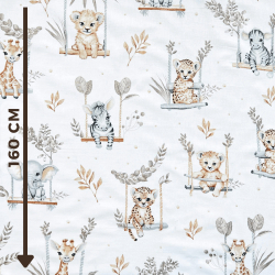 100% Baumwolle afrikanische Tiere beige auf Schaukeln  