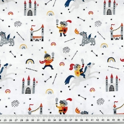 Baumwolle 100% Mini-Ritter auf weißem Hintergrund  