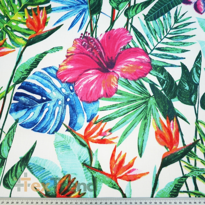 Baumwolle 100% große amaranthfarbene Hibiskusblüten - 220 cm  