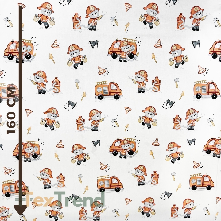 100% Baumwolle Feuerwehrbären auf weißem Hintergrund  