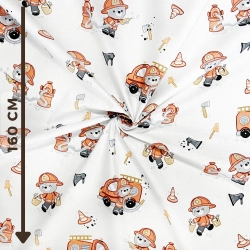 100% Baumwolle Feuerwehrbären auf weißem Hintergrund  