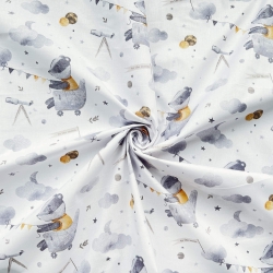 100% Baumwolle Tiere Dachs im Weltraum auf weißem Hintergrund  