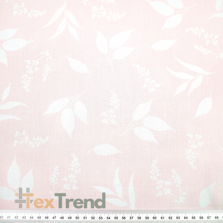 Baumwolle 100% weiße Blätter auf rosa Hintergrund  