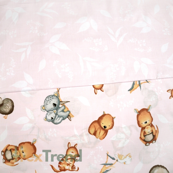 Baumwolle 100% weiße Blätter auf rosa Hintergrund  