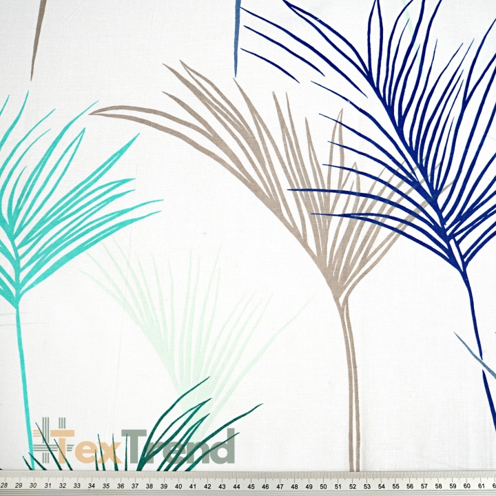 Baumwolle 100% dunkelblaue Palmblätter  