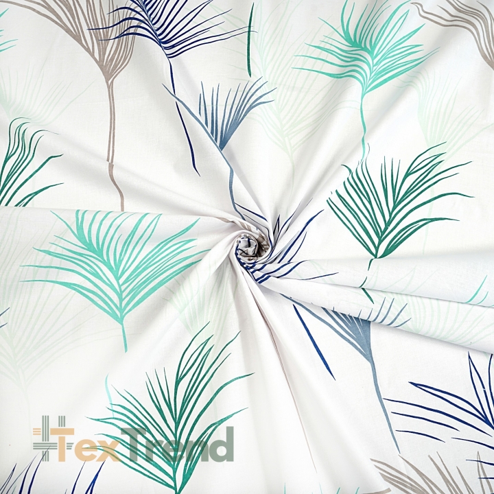 Baumwolle 100% dunkelblaue Palmblätter  