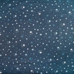 Baumwolle 100% blaue Sterne und Punkte auf dunkelblauem Hintergrund  
