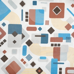 100% Baumwolle blau-braunes geometrisches Muster  