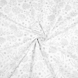 Baumwolle 100% graue Algen auf weißem Hintergrund  