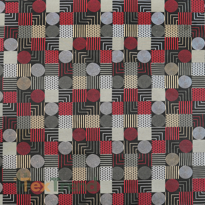 Baumwolle 100% Patchwork geometrisch mini schwarz-rot  