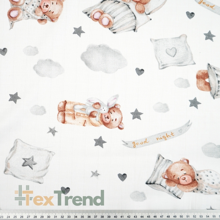 Baumwoll-Musselin schlafende Bären Good Night  