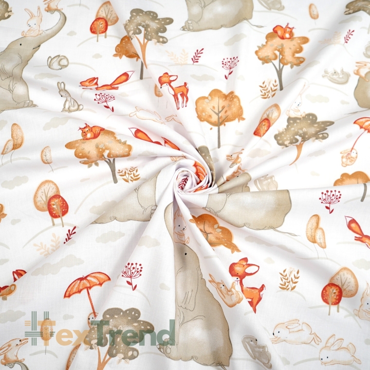 Baumwolle 100% große Elefanten auf weißem Hintergrund  