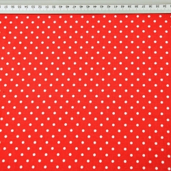 100% Baumwolle Punkte 4mm weiß auf rotem Hintergrund  