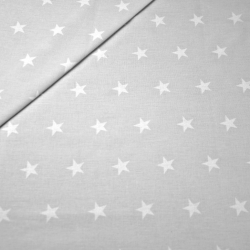 Baumwolle 100% Sterne 20mm weiß auf grauem Hintergrund  