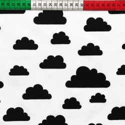 Baumwolle 100% schwarze Wolken auf weißem Hintergrund  