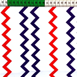 Baumwolle 100% Rote marine Zickzacke auf weißem Hintergrund  
