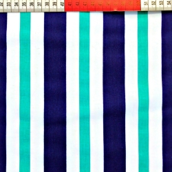 Baumwolle 100% Türkis-marineblaue Streifen auf weißem Hintergrund  