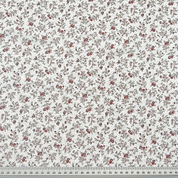 Baumwolle 100% Bordeaux Wiese auf ecrufarbenem Hintergrund  