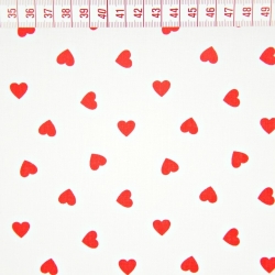 Baumwolle 100% Herzen 8mm rot auf weißem Hintergrund  