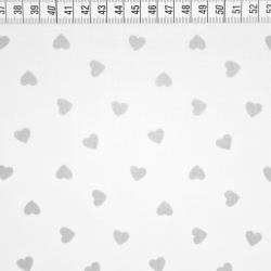 Baumwolle 100% Herzen 8mm grau auf weißem Hintergrund  