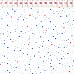 Baumwolle 100% MINI Sterne navyrot auf weißem Hintergrund  