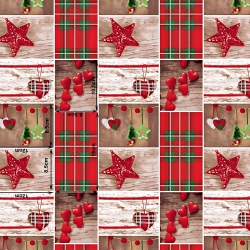 Baumwolle 100% Weihnachtsmuster hängende Herzen mit großen Karos  