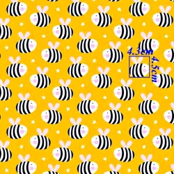 Baumwolle 100% Bienen auf gelbem Hintergrund.  