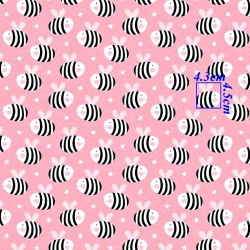Baumwolle 100% Bienen auf rosa Hintergrund.  