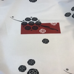 Canvas Vorhang schwarze Blumen mit Bordeaux  