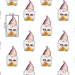 Baumwolle 100% Zwerge lila auf weißem Hintergrund  