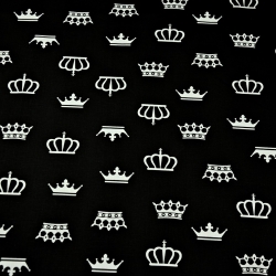 Baumwolle 100% weiße Kronen auf schwarzem Hintergrund  