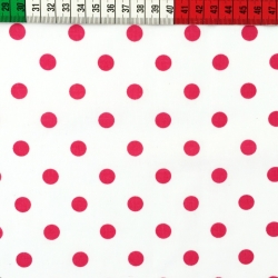 Baumwolle 100% 11 mm Amaranth Punkte auf weißem Hintergrund  