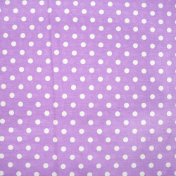 Baumwolle 100% Punkte 11mm weiß auf lila Hintergrund  