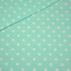 Baumwolle 100% 11mm weiße Punkte auf grau-mintfarbenem Hintergrund  